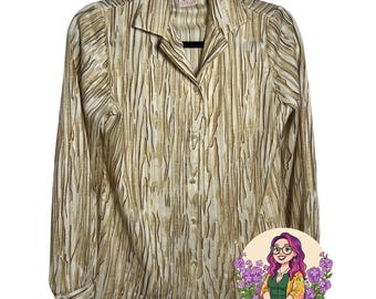 Bluzka VTG Graff Californiawear w kolorze jasnobrązowym z fakturą drewna, z lat 70., z nadrukiem w stylu Faux Bois