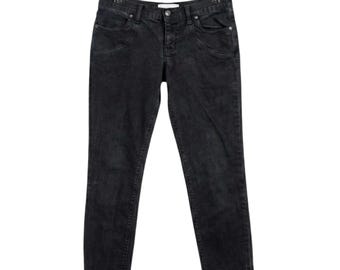 Jeans de tela vaquera de papel negros 10, estilo vanguardista Y2K, estilo grunge, estilo motociclista, con cremallera en el tobillo, góticos y punk