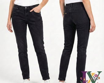 Papierowy dżins, materiał, czarny, 10, dżinsy, odważny Y2K, grunge, moto, zamek błyskawiczny na kostce, gotycki punk