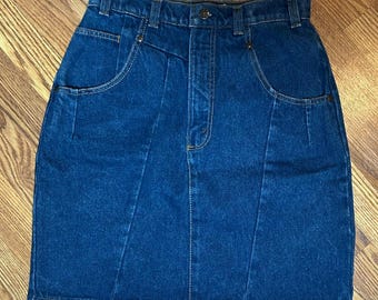 Vintage 80er-Jahre Hunt Club Jeans-Minirock: Hochgeschnittener Western-Stil mit V-Ausschnitt, hergestellt in den USA