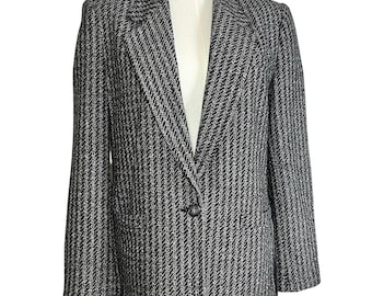VTG 80s Christopher Gray Blazer Wool Blend 12 Dark Academia Preppy Minimalist