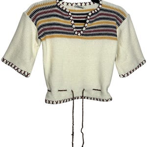 Jersey de punto a rayas con cordón ajustable, estilo boho, Whimsygoth, talla S, estilo retro preppy, de la marca VTG F.A.I.