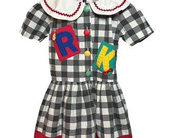 Sukienka VTG Rachels Kids Novelty w kolorze czarnym, rozmiar 5, kołnierzyk Piotruś Pan, Kidcore