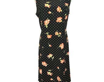 Sukienka Kathie Lee z kwiatowym wzorem w groszki z lat 90. – styl retro twee coquette