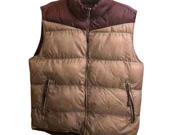 Vintage Y2K Arizona Jean Co Reversible Puffer Vest Bronze Chevron Gorpcore XL L
