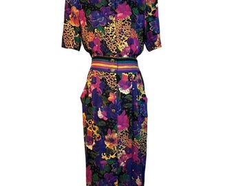 Vestido midi VTG Positive Attitude 11/12 Moderno M Floral Whimsigoth Dark Academia