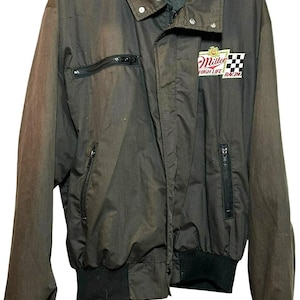 VTG Miller High Life Racing Bomber Jacket Gorpcore XL 80s Retro Biker Streetwear