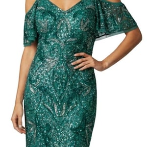 aidan mattox green sequin dress Aidan Mattox Long Sleeve Sequin OLIVE GREEN Dress