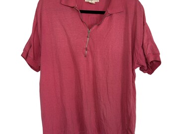 VTG Energie Pink Half Zip Polo Shirt L Retro Indie Sleaze 90s Streetwear Sport