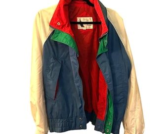 90s Colorblock Windbreaker Blue Water Cove Vintage Jacket Gorpcore Outerwear Men's Large