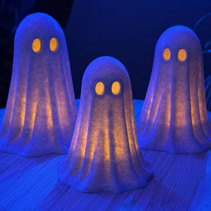 Ghost LED Tealight Cover - Halloween Decor – Set of 3 Spooky Light Covers