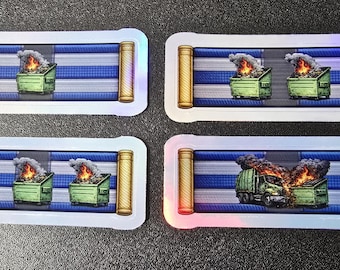 Dumpster Fire Service Ribbon Bars Set - Holographic Vinyl Stickers
