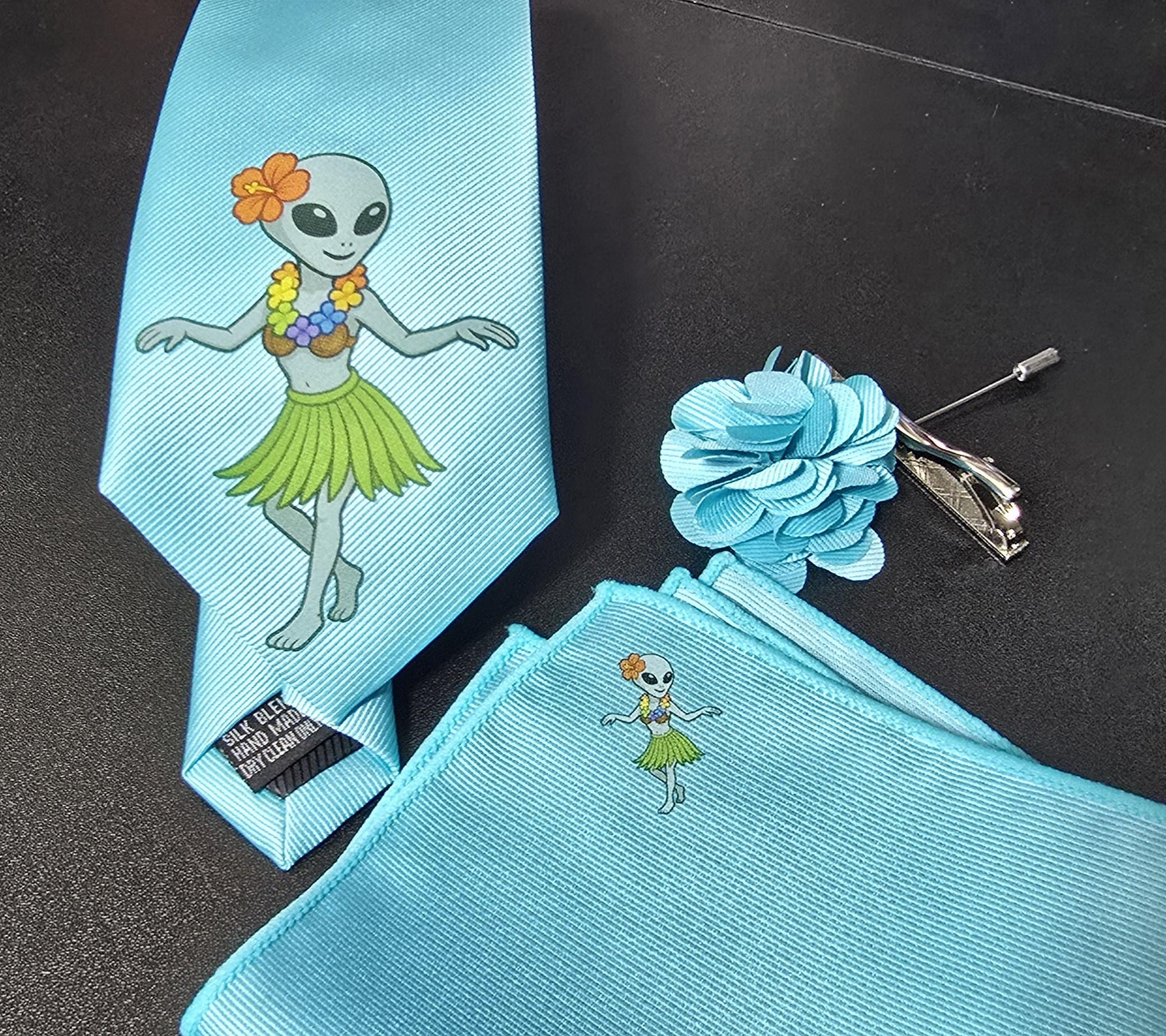Alien Hula Girl Neck Tie - Satin - Quasar Law - Unofficial Dungeon