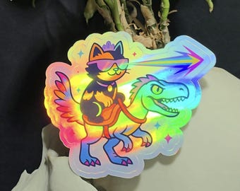 Holographic Vinyl Sticker - Donut & Mongo - Dungeon Crawler Carl - Unofficial - Vinyl Decal - Durable