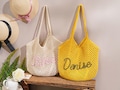 Personalized Crochet beach bags, beach tote bags, Bridesmaid gift bags, Travel Beach Bag, Wedding favor gift, Bachelorette Trip Gift for Her