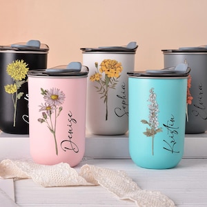 Personalized Stainless Steel Tumblers, Custom Insulated Travel Mugs/Bottles as Birthday Gifts for Her, Coffee Cup as Bridesmaid Gifts