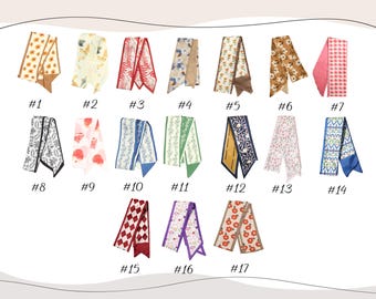 Foulard en satin multi-usages avec élastique à fleurs, écossais, parfait pour les cheveux, les sacs et la coiffure