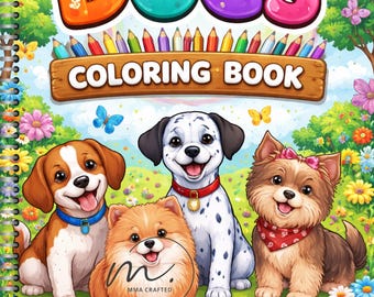 Dog Coloring Book, Puppy Colouring Pages, Kids Printable Animal Activity Pages, Dogs Lover Gift