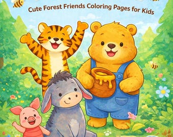 Winnie the Pooh Coloring Book for Toddlers, Classic Pooh Nursery Activity, Printable Digital Download