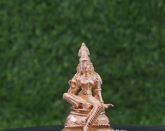 Bhoga Shakti Idol / Estatua de bronce Panchaloha hecha a mano de 9 cm / Divina Shakti Devi Murti para Pooja, Templo del Hogar y Decoración del Hogar