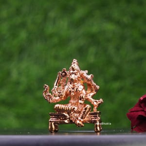 Varahi Amman Copper Idol | 4cm Handcrafted Seated 8-Armed Murti | Hindu Goddess for Protection & Pooja | Divine Mother Statue