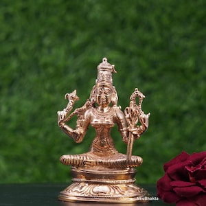 Kamatchi Amman Idol | 8cm Panchaloga Bronze Statue | Rajarajeshwari l Tripura Sundari for Pooja & Home Temple | Handmade Lost-Wax Casting
