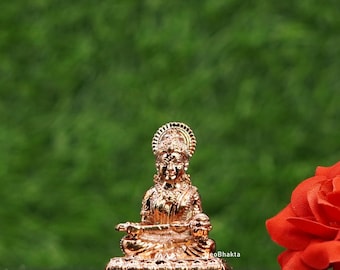Annapurna Devi Copper Idol | 4cm Handcrafted Seated Statue | Hindu Goddess Murti for Food, Nourishment & Pooja Home Altar