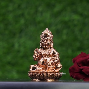 Kubera Copper Idol | 5cm Handcrafted Sitting Murti | Lord of Wealth & Prosperity Statue for Pooja, Vastu, Meditation and Spiritual Decor
