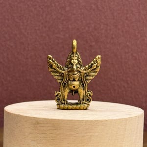 Buddhist Garuda Brass Pendant 1.1 Inch | Sacred Protection Amulet | Guardian Garuda Talisman | Spiritual Jewelry Gift