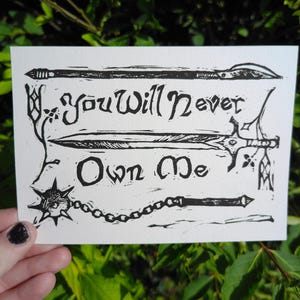 you will never own me queer aroace resilience atypical punk mini block print