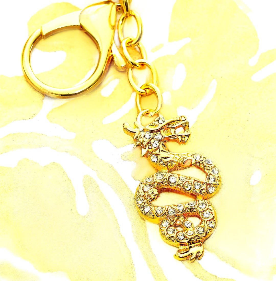 Gold Dragon Key Chain, Feng Shui Success, Fertility, Good Fortune - Etsy