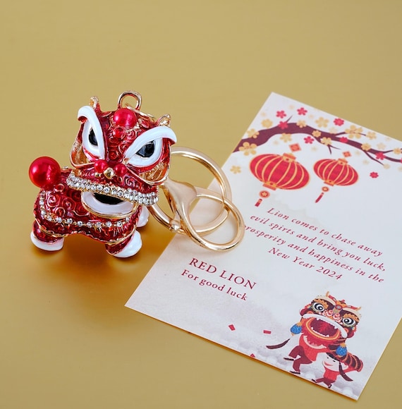 Chinese Lion Dance Keychain - Etsy