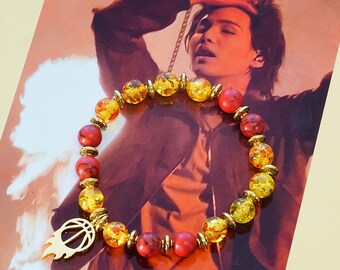 BTS SUGA Fire Bracelet, Bultaoreune Burn it up, Handmade, Exclusive design