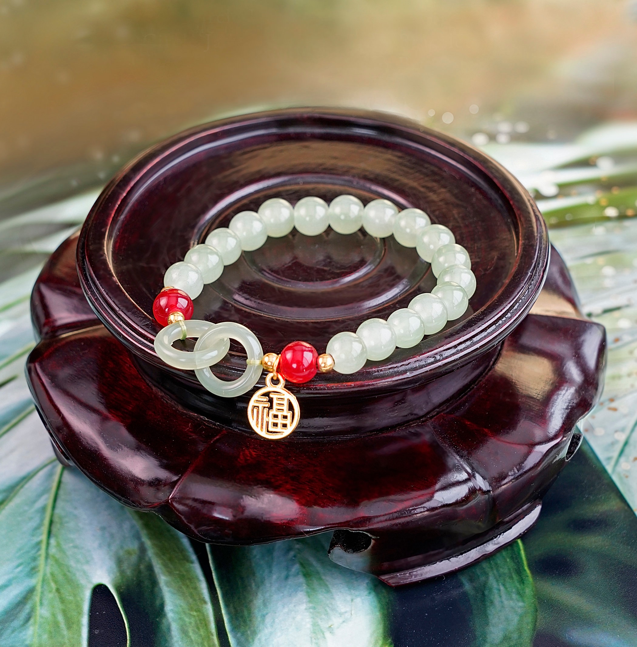 Lucky Fu Charm Bracelet,   Chinese Eternity Circle, Good Fortune