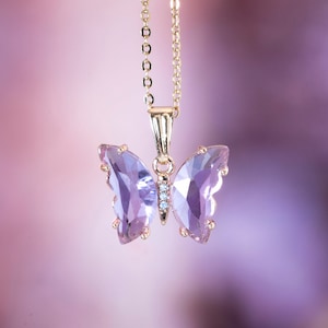 Butterfly Purple Crystal Faceted Pendant