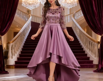 Abito da sera in raso con paillettes, abito lungo ricamato, abbigliamento formale per invitati a matrimoni e feste.