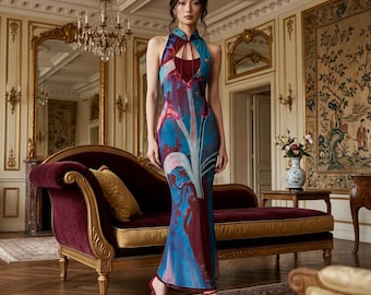 Floral Midi Dress Women – Sleeveless A-Line Party Evening Wear