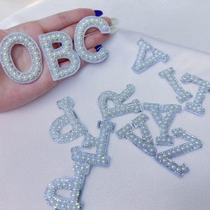 Parche de alfabeto de perlas autoadhesivo con borde de cristal, ideal para chaquetas y bolsas de cosméticos, bricolaje.