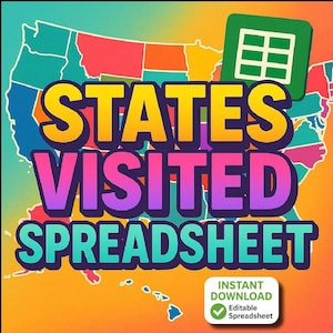 States Visited Spreadsheet | Travel Tracker & US States Checklist | Printable and Digital