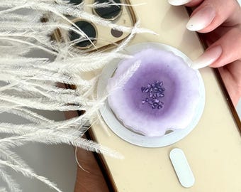 Resin Phone Grip with Glitter | Handmade Adhesive Phone Holder | Finger Grip for Smartphone | Pop Socket Alternative | Cute Resin Phone Acce