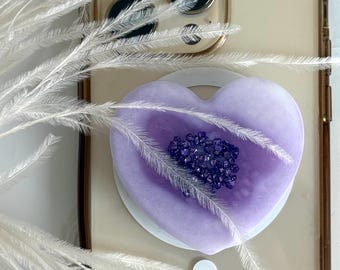 Resin Phone Grip Hear Glitter | Handmade Adhesive Phone Holder | Finger Grip for Smartphone | Pop Socket Alternative | Cute Resin Phone Acce