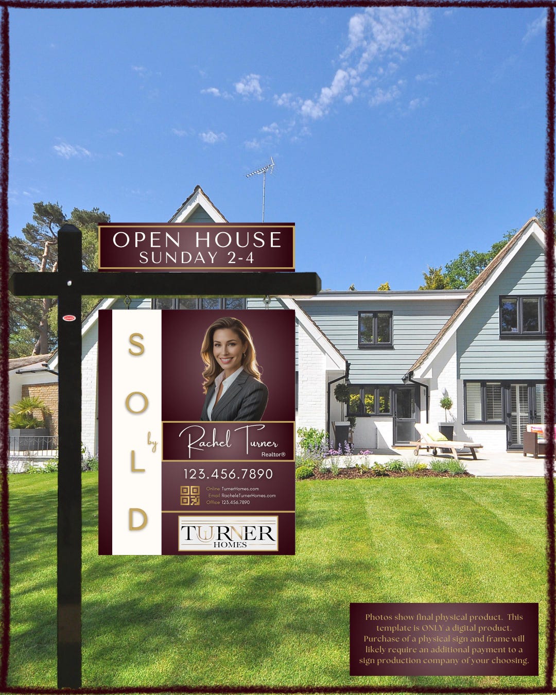 Realtor Listing Signs & Riders Template - Maroon White Gold - Canva ...