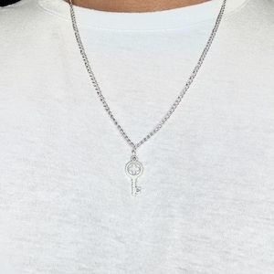 Vintage Key Charm Necklace: Silver Chain Pendant, 8 Styles