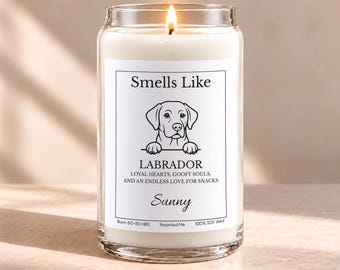 Smells Like Labrador Soy Candle, Dog Lover Candle with Loyal Hearts Design