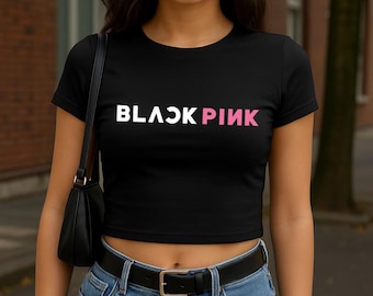 T-shirt unisexe Blackpink pour bébé, T-shirt Kpop noir et rose, T-shirt noir et rose sans cadre, Cadeau pour les fans de Blackpink, T-shirt Kpop mignon