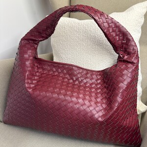 Lehrer Tragetasche Slouchy Hobo Tasche Bestseller Schultertasche gewebte Tragetasche Ledertasche Damen Geschenk weinrote Ledertasche vegane Ledertasche