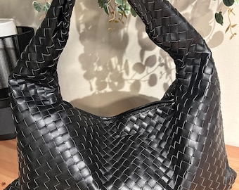 Nurse Tote Bag, Woven Shoulder Bag For Women, Hobo Bag, Woven Leather Bag, Large Woven Tote, Luxury Handbag Gift,  Dumpling Bag for Women