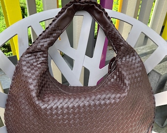 Woven Shoulder Bag, Dumpling Handbag, Large Shoulder Bag, Hobo Bag Women, Luxury Handbag Gift, Large Woven Purse, Large Purses For Women