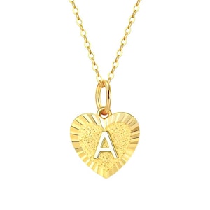 Colar com inicial de coração em prata esterlina 925 — banhado a ouro 14K — Presente delicado personalizado para ela — Pingente de letra personalizado
