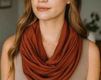 Bufanda de bucle infinito de modal de tencel orgánico, ligera y suave, con doble bucle